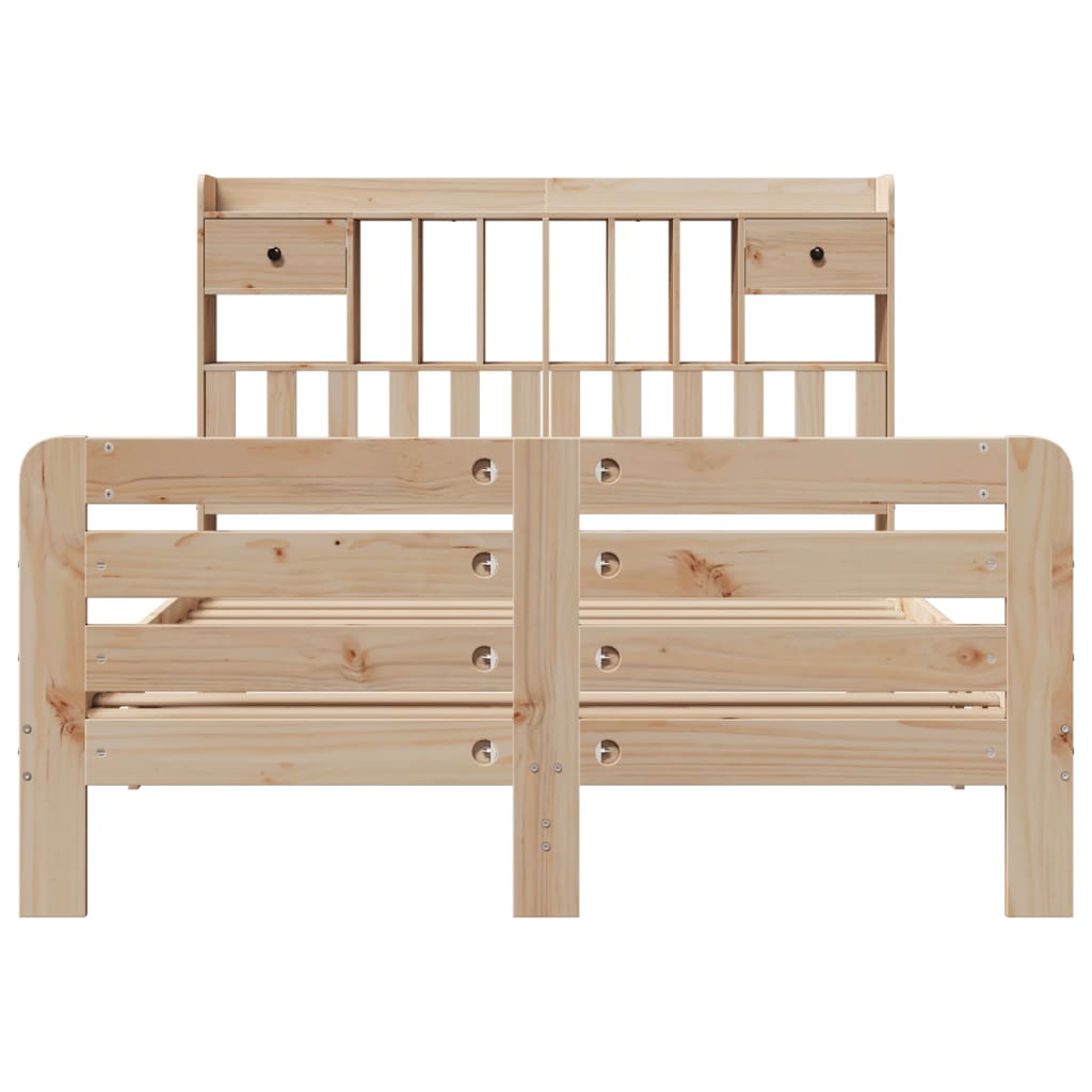 Bookcase Bed without Mattress 140x200 cm Solid Wood Pine