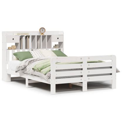 Bookcase Bed without Mattress White 140x200 cm Solid Wood Pine