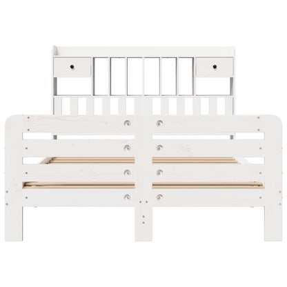 Bookcase Bed without Mattress White 140x200 cm Solid Wood Pine