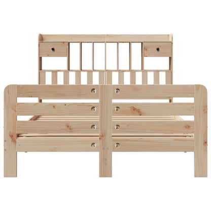 Bookcase Bed without Mattress 150x200 cm King Size Solid Wood Pine