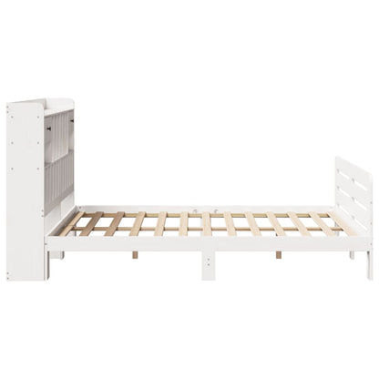 Bookcase Bed without Mattress White 160x200 cm Solid Wood Pine
