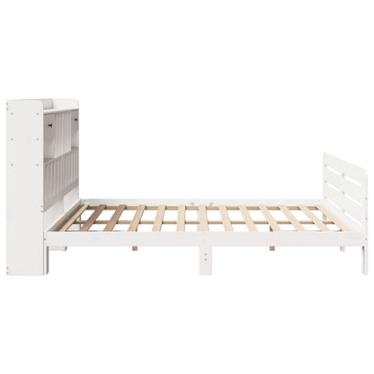 Bookcase Bed without Mattress White 180x200 cm Super King Solid Wood Pine
