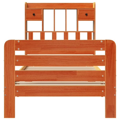 Bookcase Bed without Mattress Wax Brown 75x190 cm Small Single Solid Wood Pine