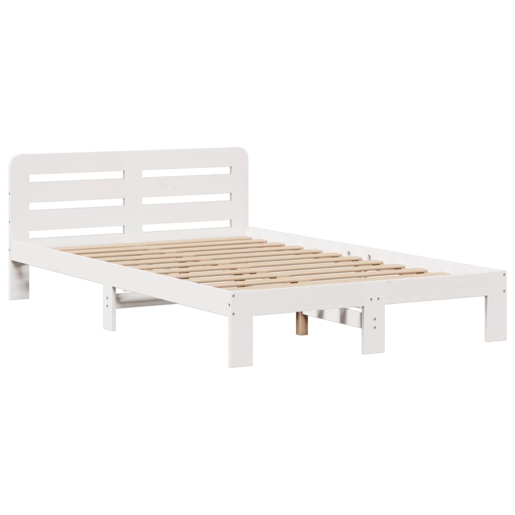 Bookcase Bed without Mattress White 135x190 cm Double Solid Wood Pine