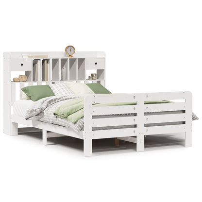 Bookcase Bed without Mattress White 140x190 cm Solid Wood Pine