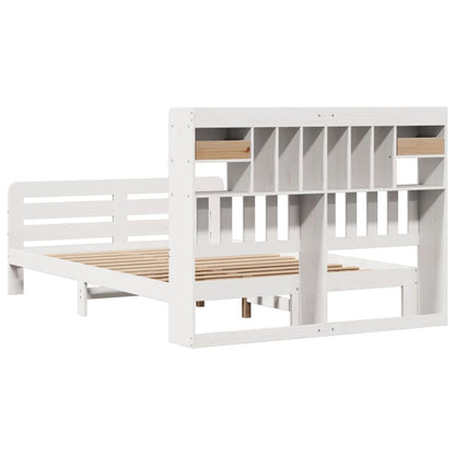 Bookcase Bed without Mattress White 140x190 cm Solid Wood Pine