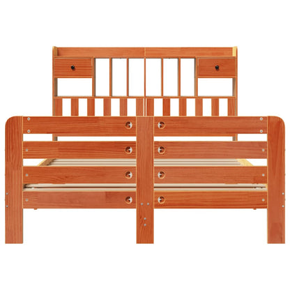 Bookcase Bed without Mattress Wax Brown 140x190 cm Solid Wood Pine