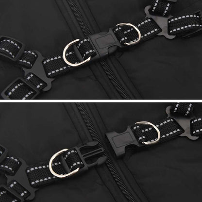 Dog Coat with Harness Waterproof Reflective Black 4XL