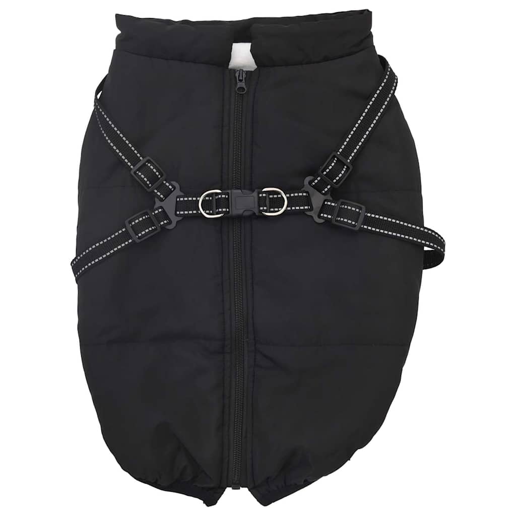 Dog Coat with Harness Waterproof Reflective Black 6XL