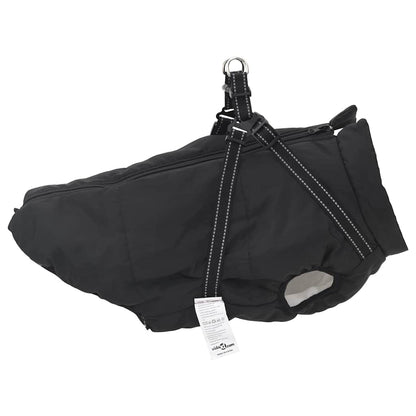 Dog Coat with Harness Waterproof Reflective Black 6XL