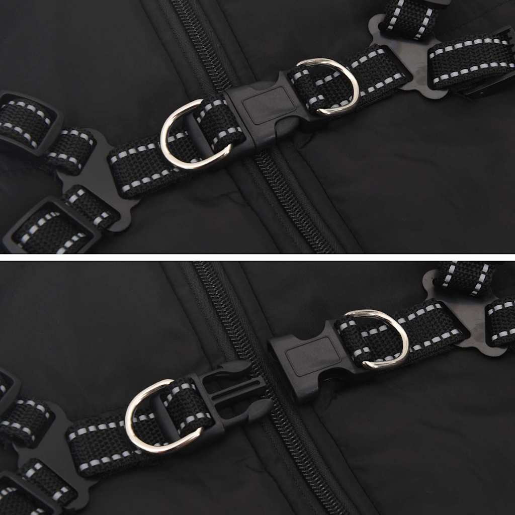 Dog Coat with Harness Waterproof Reflective Black 6XL