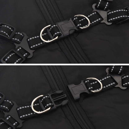 Dog Coat with Harness Waterproof Reflective Black 6XL