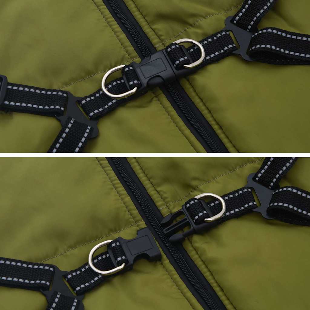 Dog Coat with Harness Waterproof Reflective Army Green 6XL