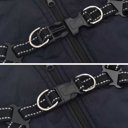 Dog Coat with Harness Waterproof Reflective Navy Blue S