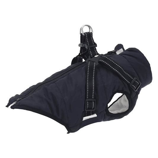Dog Coat with Harness Waterproof Reflective Navy Blue L