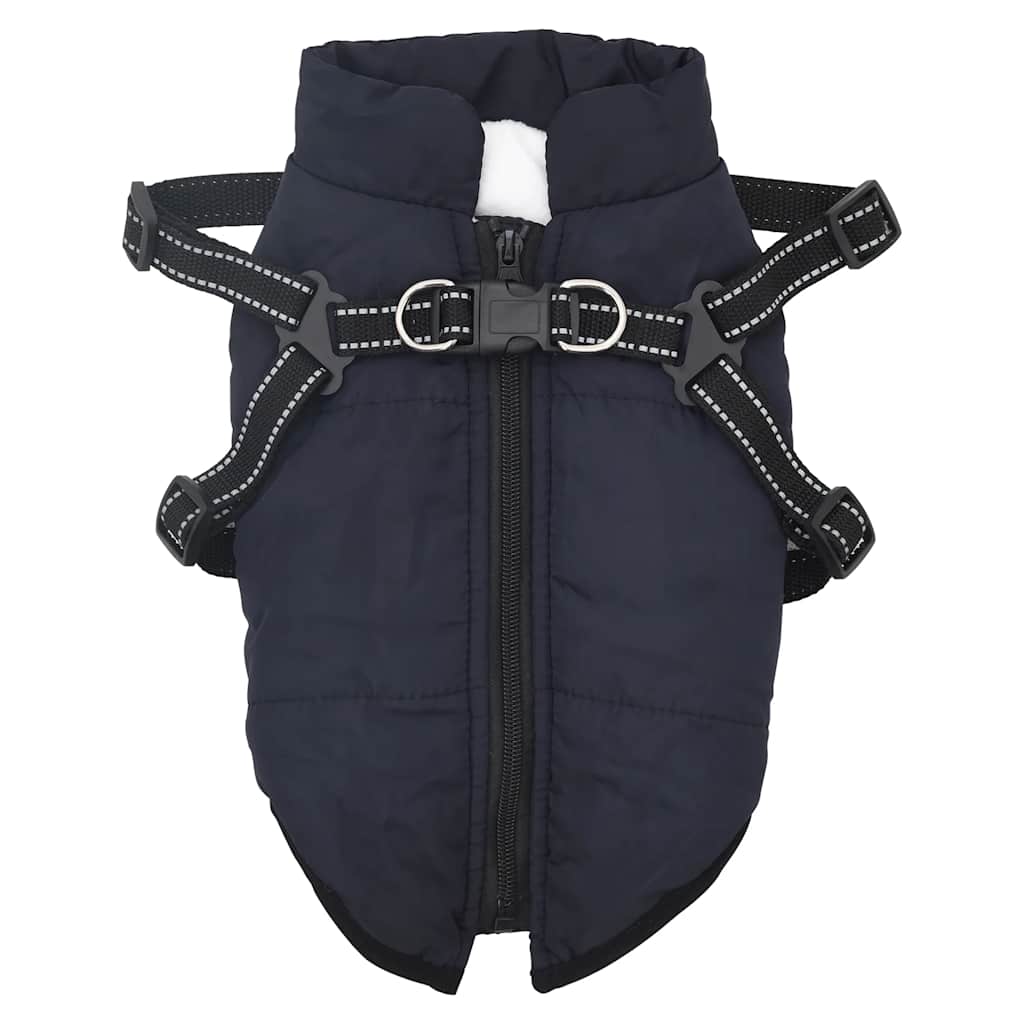 Dog Coat with Harness Waterproof Reflective Navy Blue L