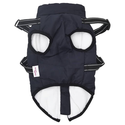 Dog Coat with Harness Waterproof Reflective Navy Blue L