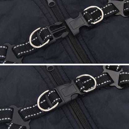 Dog Coat with Harness Waterproof Reflective Navy Blue XL
