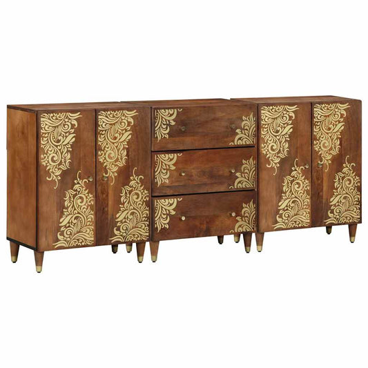 Bathroom Furniture Set with Drawer 3 pcs Honey brown and Gold