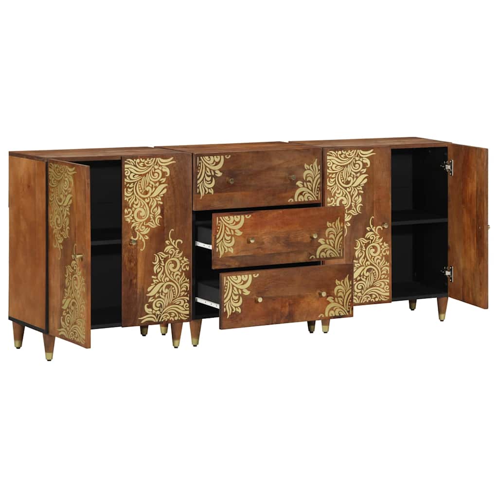 Bathroom Furniture Set with Drawer 3 pcs Honey brown and Gold