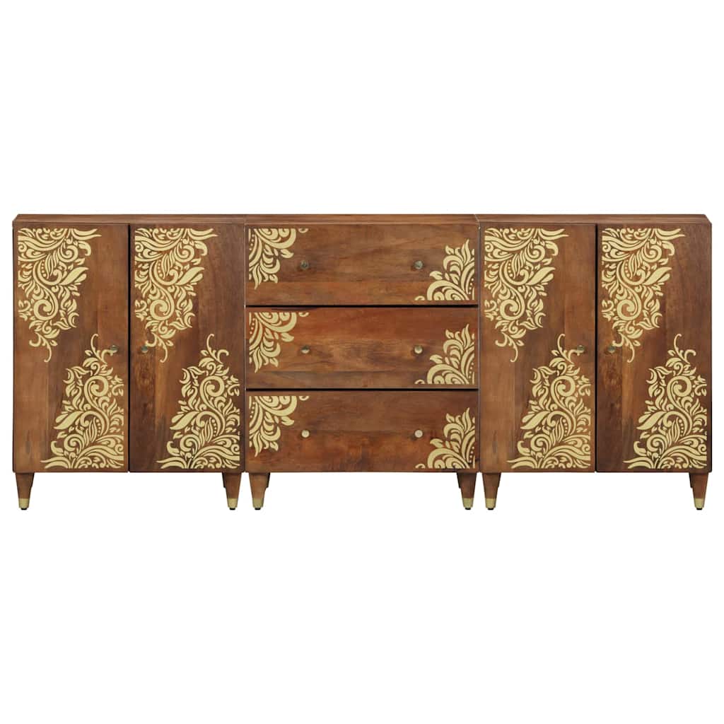 Bathroom Furniture Set with Drawer 3 pcs Honey brown and Gold