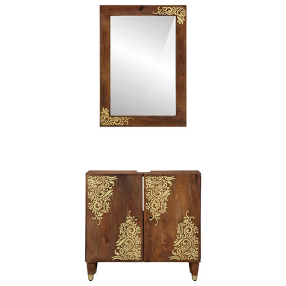 Bathroom Furniture Set Wall-mounted 2 pcs Brown 62 x 33 x 58 cm