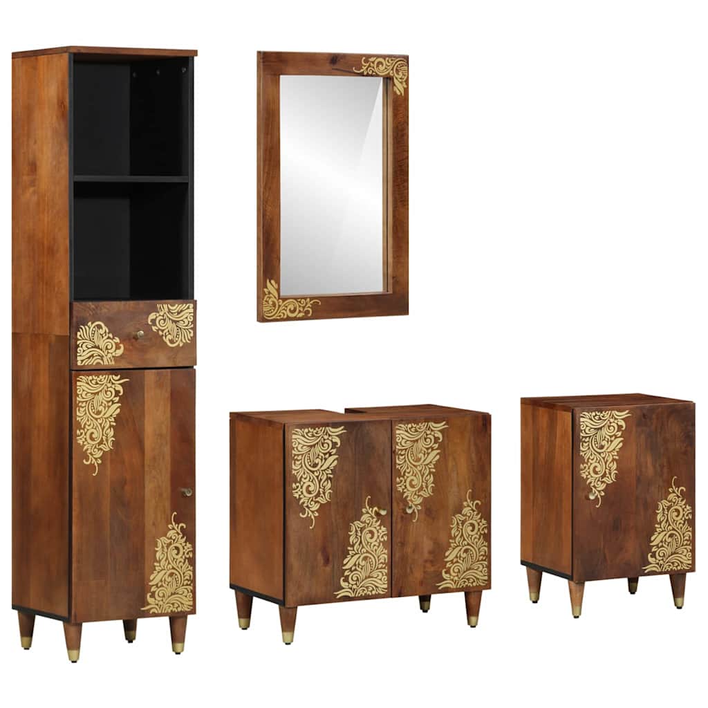 Bathroom Furniture Set Wall-mounted 4 pcs Brown 62 x 33 x 58 cm