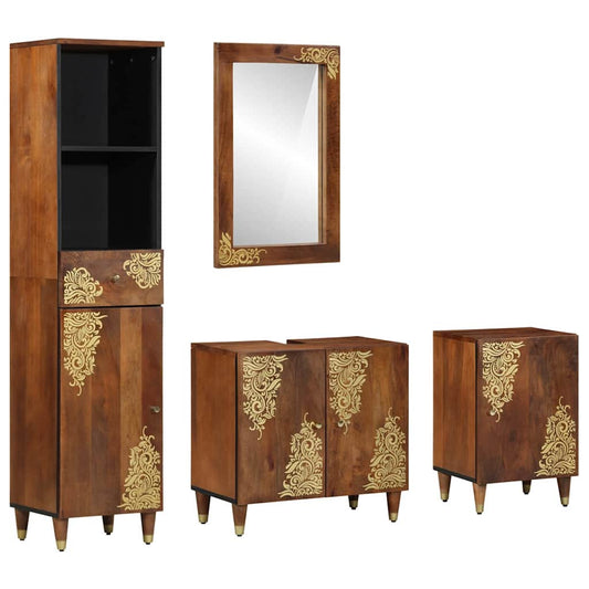 Bathroom Furniture Set Wall-mounted 4 pcs Brown 62 x 33 x 58 cm