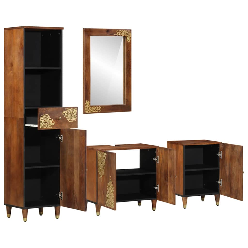 Bathroom Furniture Set Wall-mounted 4 pcs Brown 62 x 33 x 58 cm