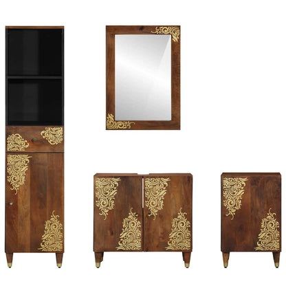 Bathroom Furniture Set Wall-mounted 4 pcs Brown 62 x 33 x 58 cm
