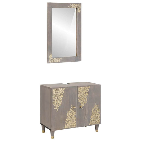 Bathroom Furniture Set Wall-mounted 2 pcs Grey 62 x 33 x 58 cm