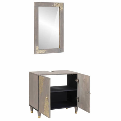 Bathroom Furniture Set Wall-mounted 2 pcs Grey 62 x 33 x 58 cm