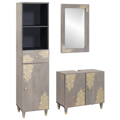 Bathroom Furniture Set with Drawer 3 pcs Grey 62 x 33 x 58 cm