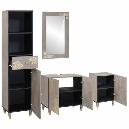 Bathroom Furniture Set with Drawer 4 pcs Grey 62 x 33 x 58 cm