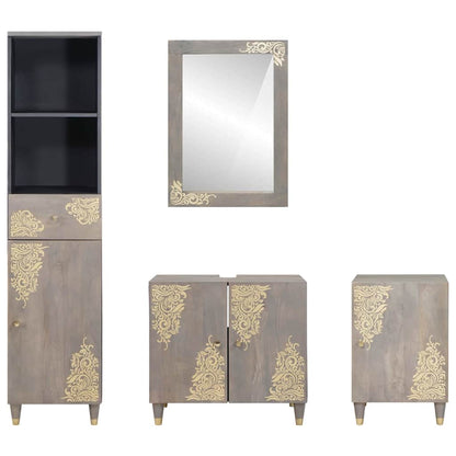 Bathroom Furniture Set with Drawer 4 pcs Grey 62 x 33 x 58 cm
