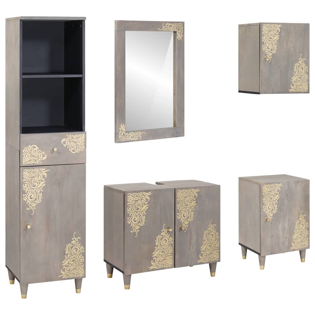 Bathroom Furniture Set with Drawer 5 pcs Grey 62 x 33 x 58 cm