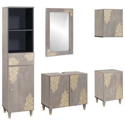 Bathroom Furniture Set with Drawer 5 pcs Grey 62 x 33 x 58 cm