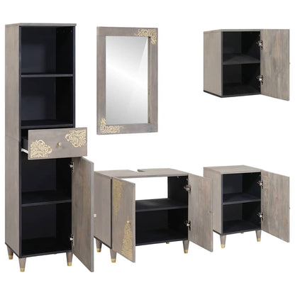 Bathroom Furniture Set with Drawer 5 pcs Grey 62 x 33 x 58 cm