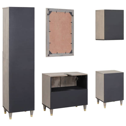 Bathroom Furniture Set with Drawer 5 pcs Grey 62 x 33 x 58 cm