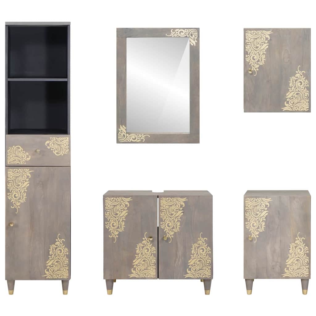 Bathroom Furniture Set with Drawer 5 pcs Grey 62 x 33 x 58 cm