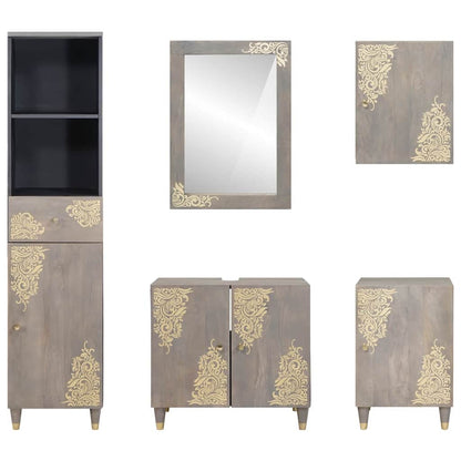 Bathroom Furniture Set with Drawer 5 pcs Grey 62 x 33 x 58 cm