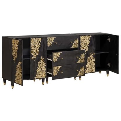 Bathroom Cabinet Set with Drawer 3 pcs Black 180 x 33 x 75 cm