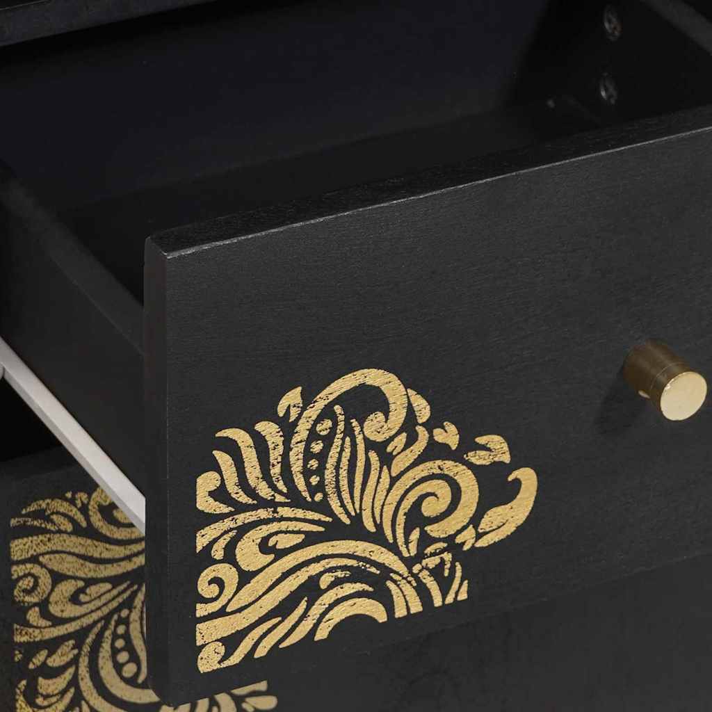 Bathroom Cabinet Set with Drawer 4 pcs Black Solid Mango Wood