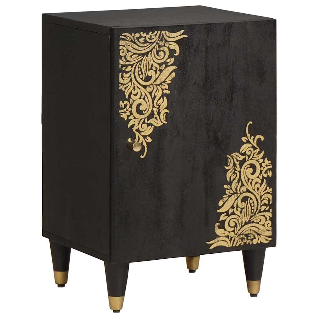 Bathroom Cabinet Set with Drawer 4 pcs Black Solid Mango Wood