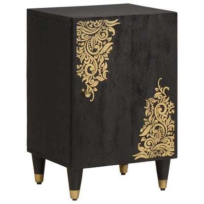 Bathroom Cabinet Set with Drawer 5 pcs Black Solid Mango Wood