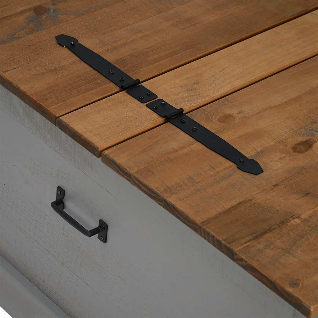 Storage Chest HALDEN Grey 91x91x47 cm Solid Wood Pine