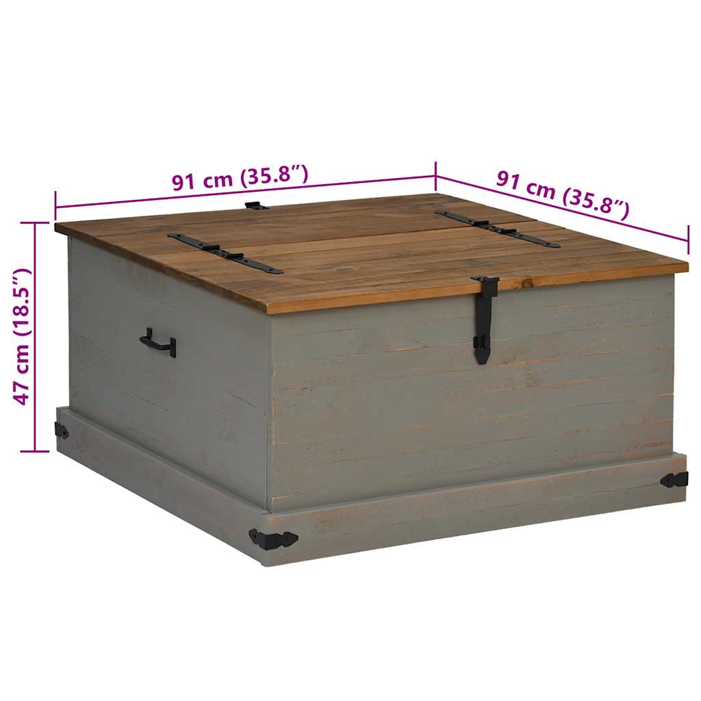 Storage Chest HALDEN Grey 91x91x47 cm Solid Wood Pine