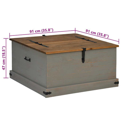 Storage Chest HALDEN Grey 91x91x47 cm Solid Wood Pine