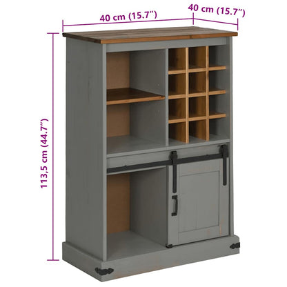 Wine Cabinet HALDEN with Wine Racks and Sliding Door Grey Pine