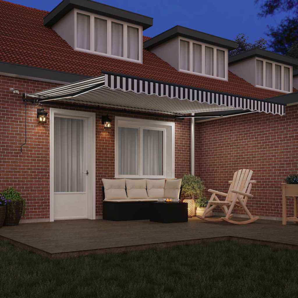 Automatic Retractable Awning with LEDs Anthracite&White 400x300 cm